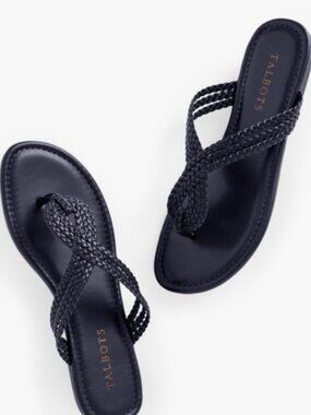 NEW Talbots Cece Braid Thong Sandals Navy Braided Women Size 9M
